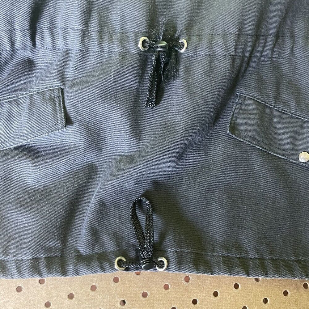 J.Peterman Jacket Mens XL Black Norway Flag Pullover Denim Parka Vintage 90s - Picture 4 of 9